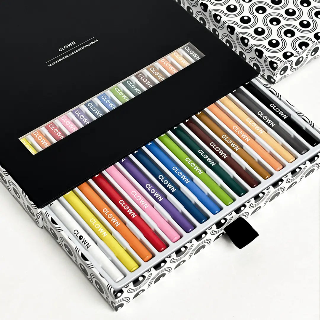 16 crayons de couleurs effaçables