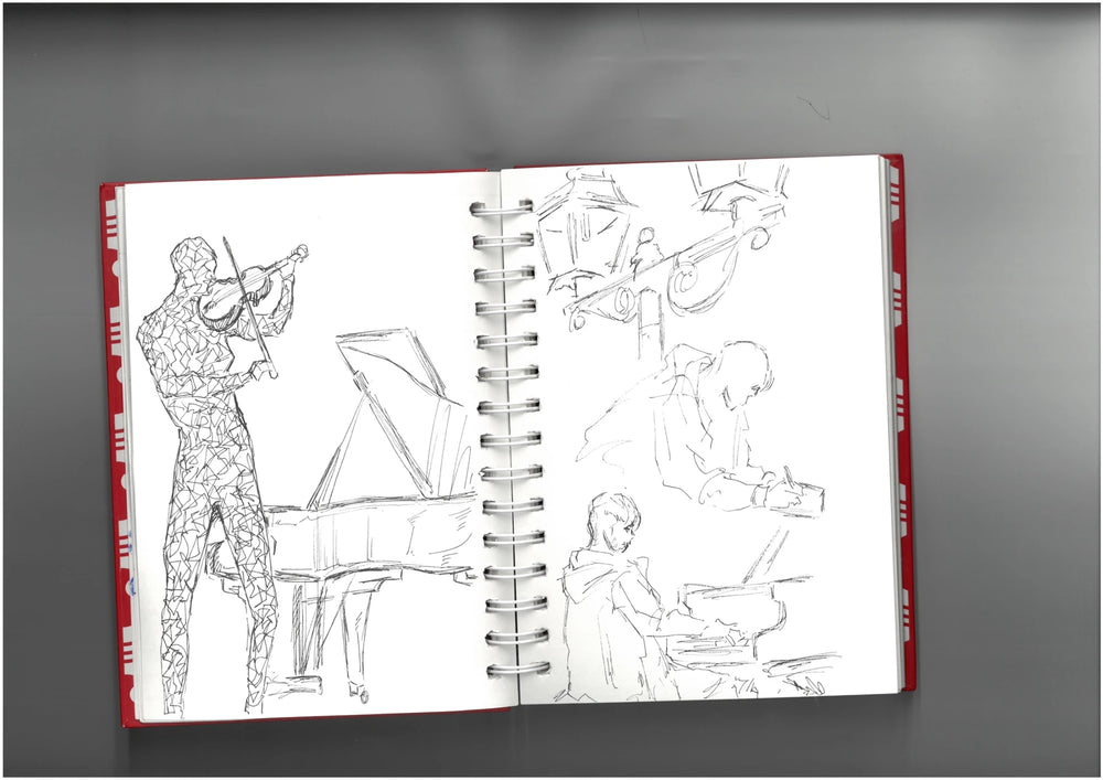 Sketches and studies in a CLOWN sketchbook
