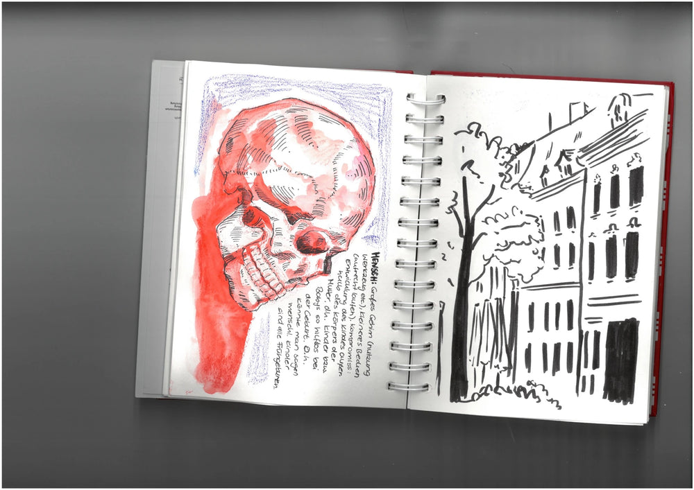 Sketches and studies in a CLOWN sketchbook